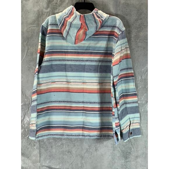 FAHERTY BRAND Men's Blue/Orange/Red Three-Button Baja Pullover Hooded Poncho SZL - Picture 2 of 10